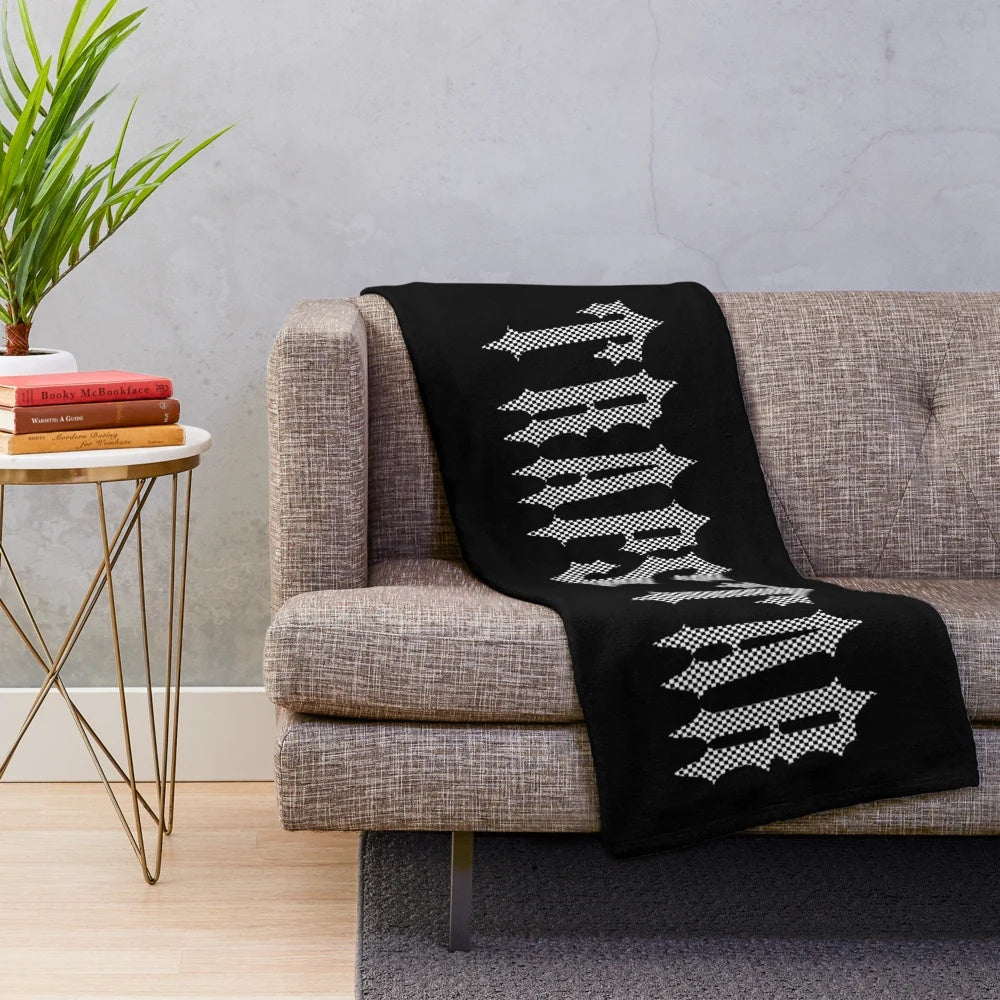 Trapstar London inspired plush blanket with checkered design