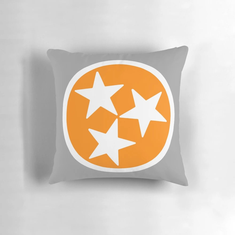 Orange and white tri-star inspired pillow