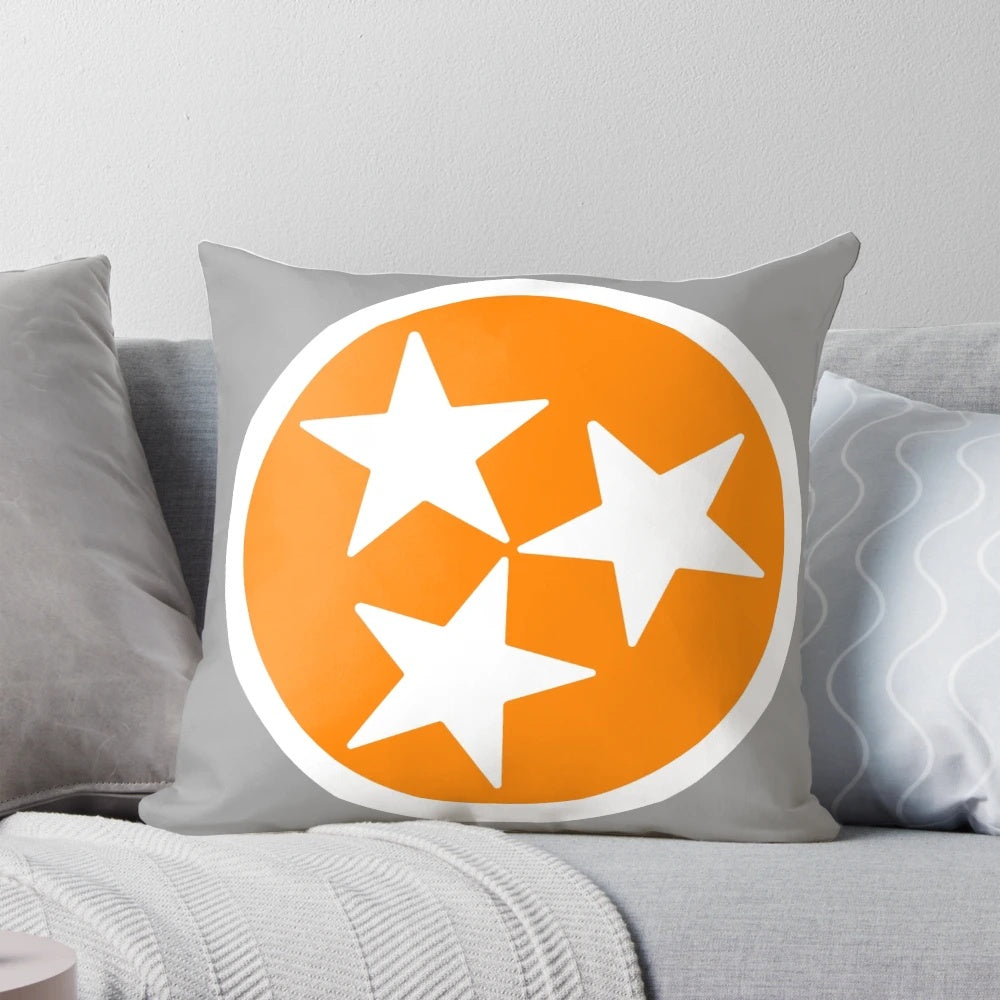 Orange and white tri-star inspired pillow