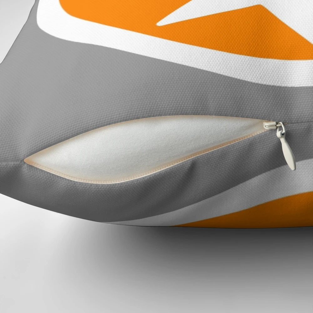 Orange and white tri-star inspired pillow
