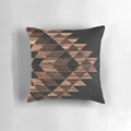 Decorative wood pillow featuring an abstract tribal-inspired pattern in a modern, boho style design.