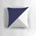 Navy blue, gray, and white geometric pattern pillow