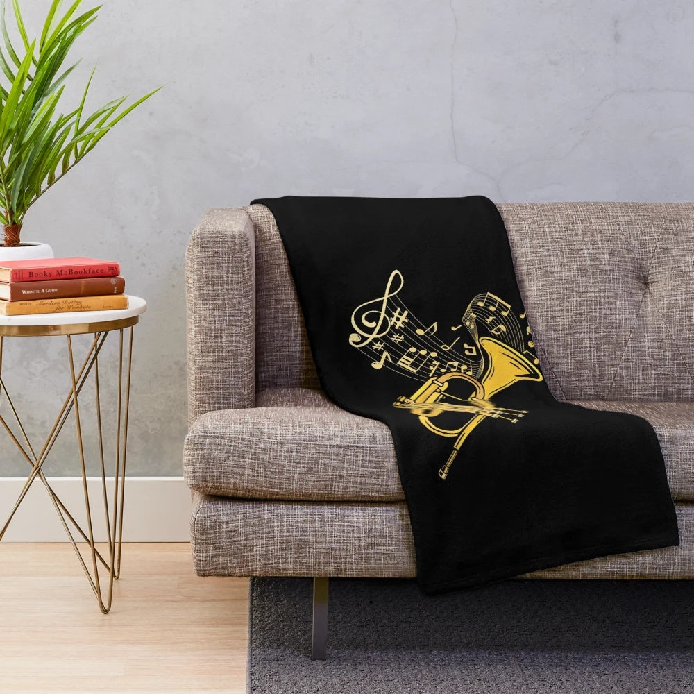 Trumpet player jazz music plush blanket