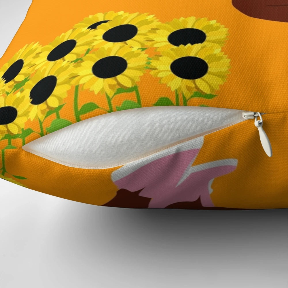 Colorful decorative pillow featuring the album art of Tyler, the Creator's Flower Boy album