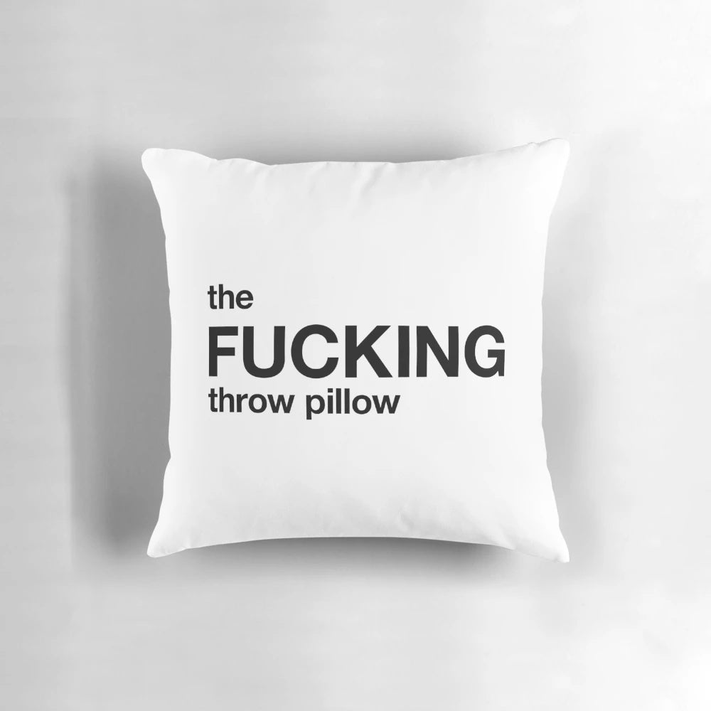 Stylish black and white throw pillow with a modern, typographic quote design