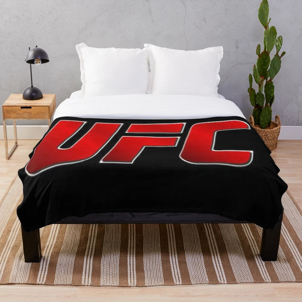 UFC-Inspired Plush Blanket with Fighting Sports Graphics