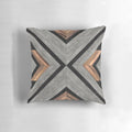 Concrete and wood pillow with an urban tribal pattern design