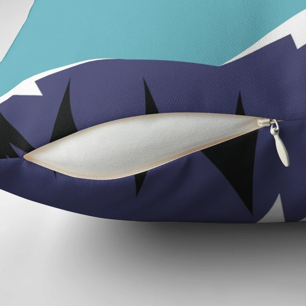 Cozy pillow with a vintage-inspired illustration of the Val D'Isere ski resort in the French Alps.