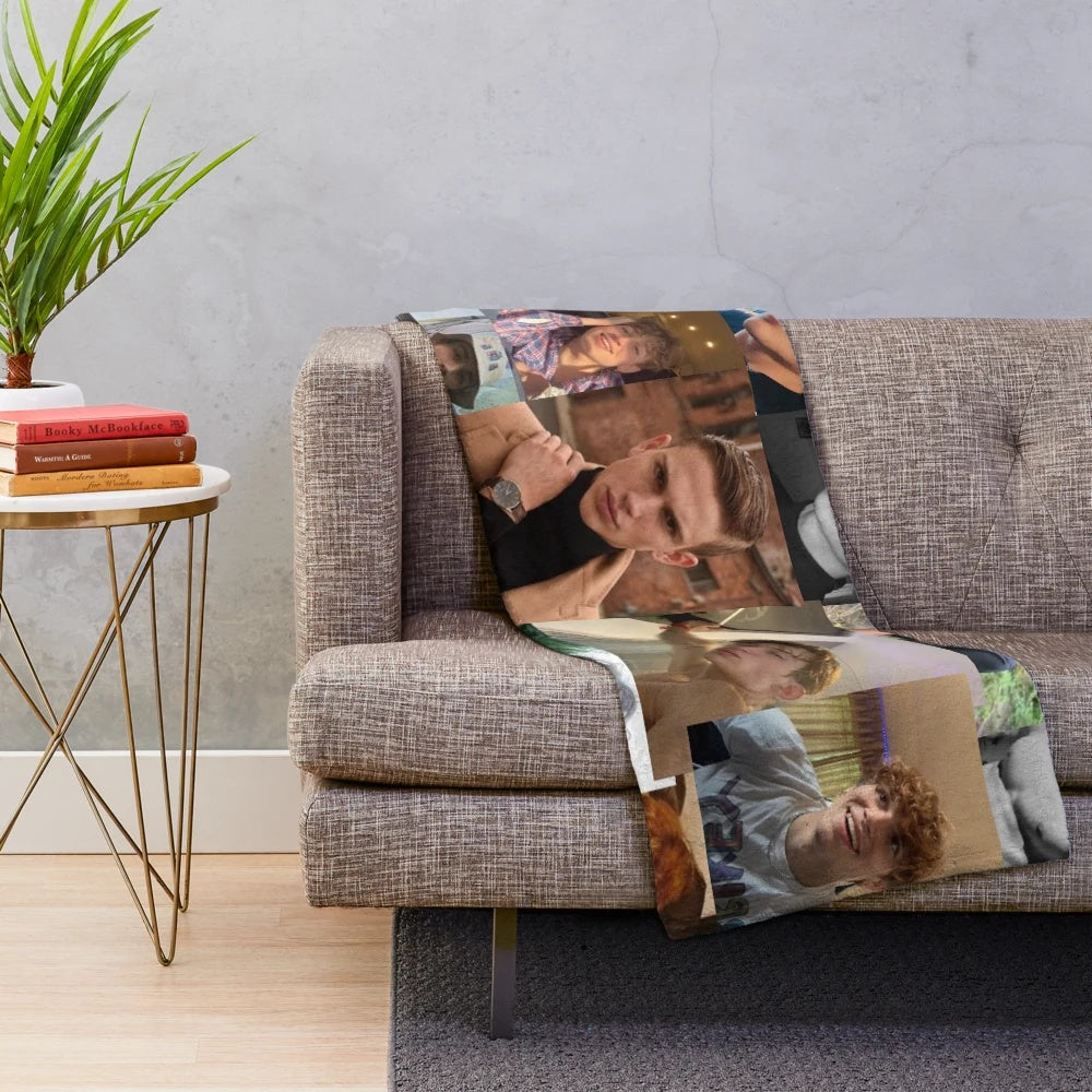 Vinnie Hacker inspired plush blanket with a collage aesthetic
