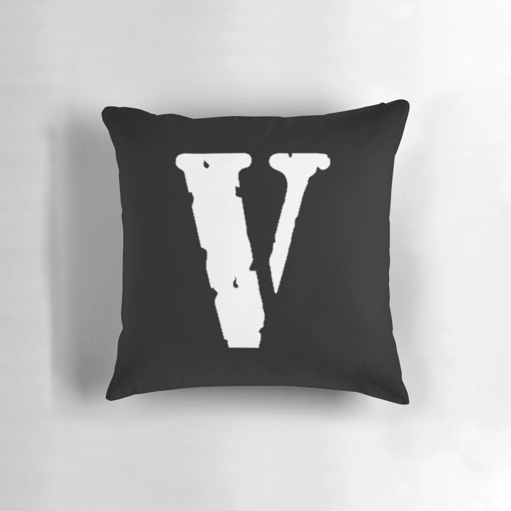 VLONE-inspired white logo pillow for streetwear enthusiasts