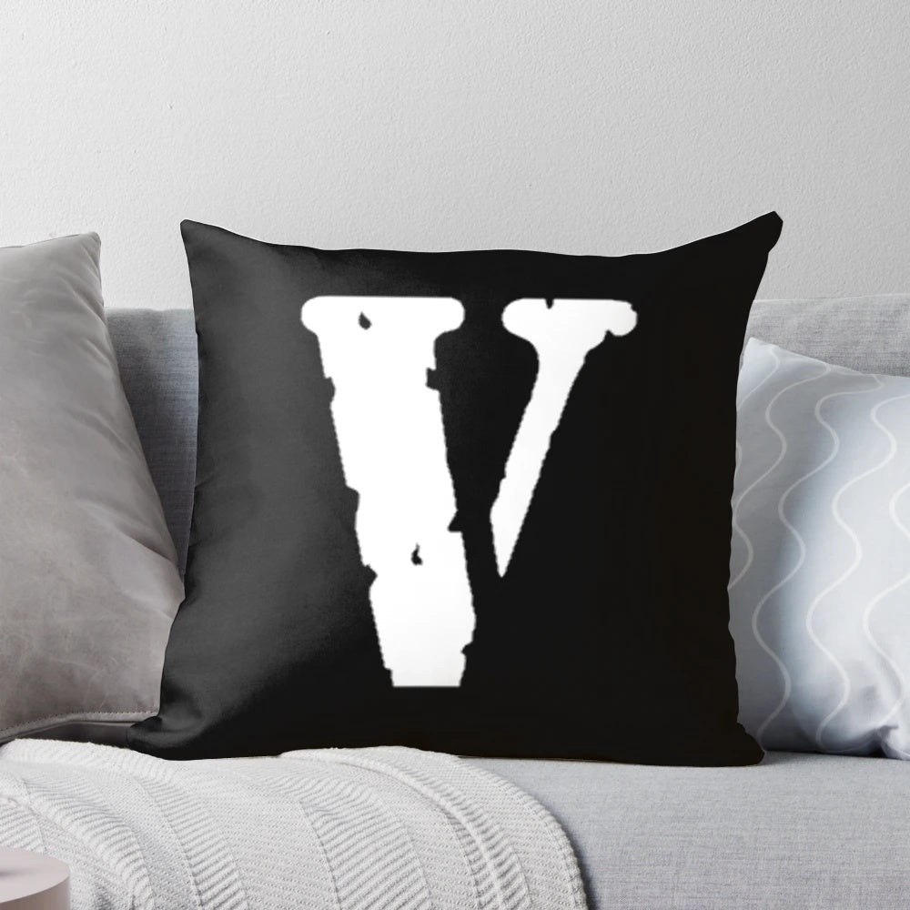 VLONE-inspired white logo pillow for streetwear enthusiasts