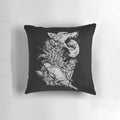 Werewolf-inspired decorative pillow with intricate tattoo-style ink design