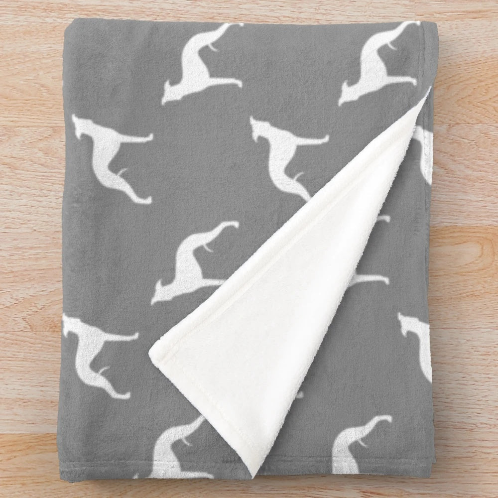 Whippet Silhouette Plush Blanket