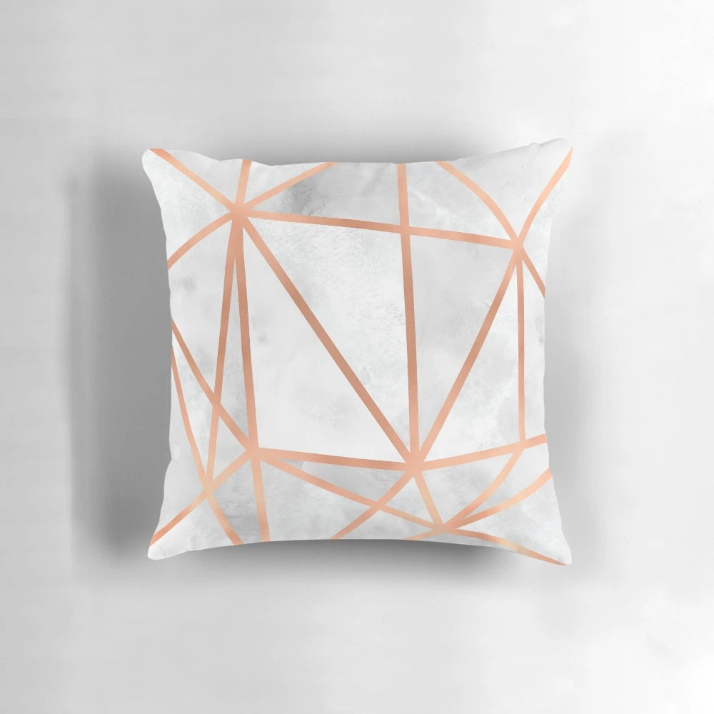 White and copper geometric pattern decorative throw pillow
