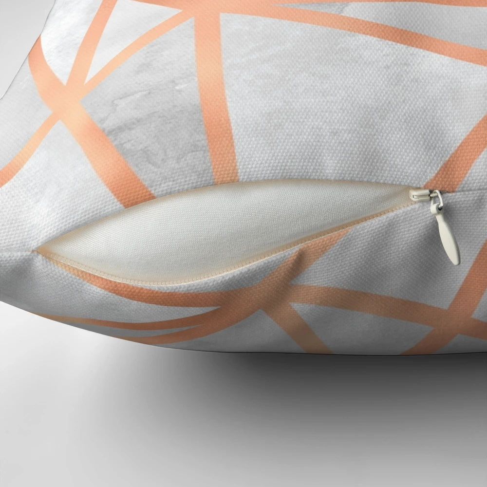 White and copper geometric pattern decorative throw pillow