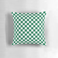 White and green checkered decorative throw pillow