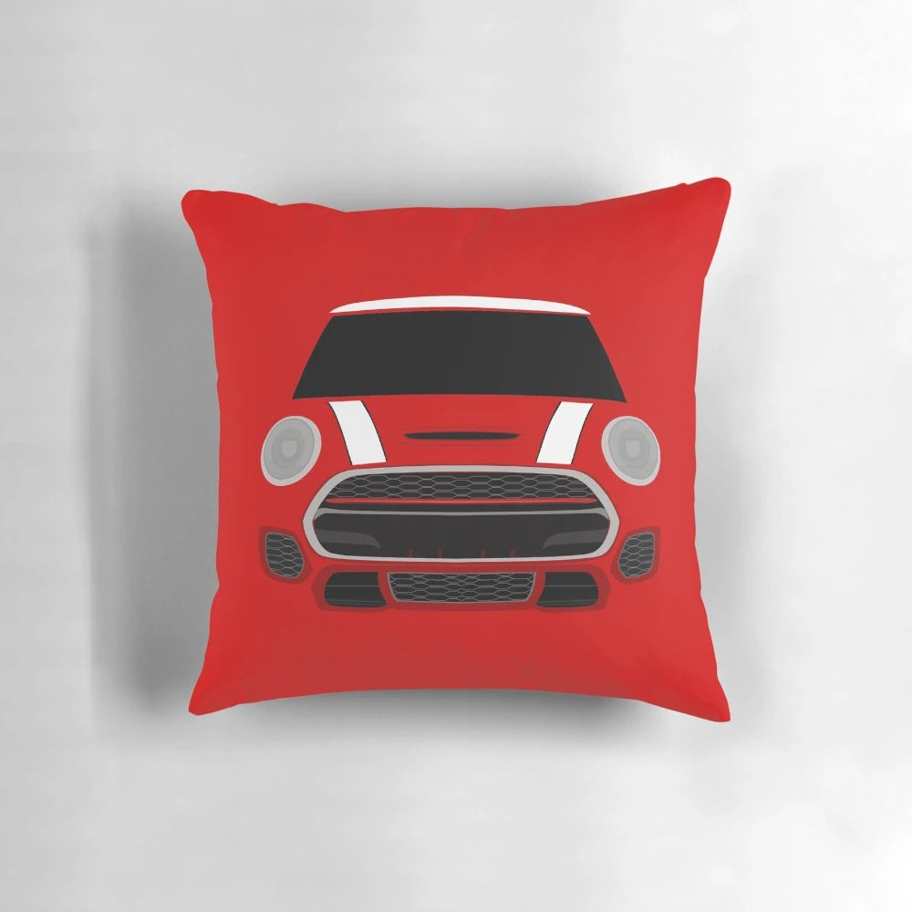 White minimalist and stylized pillow featuring the Italian Job and Union Jack design