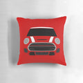 White minimalist and stylized pillow featuring the Italian Job and Union Jack design