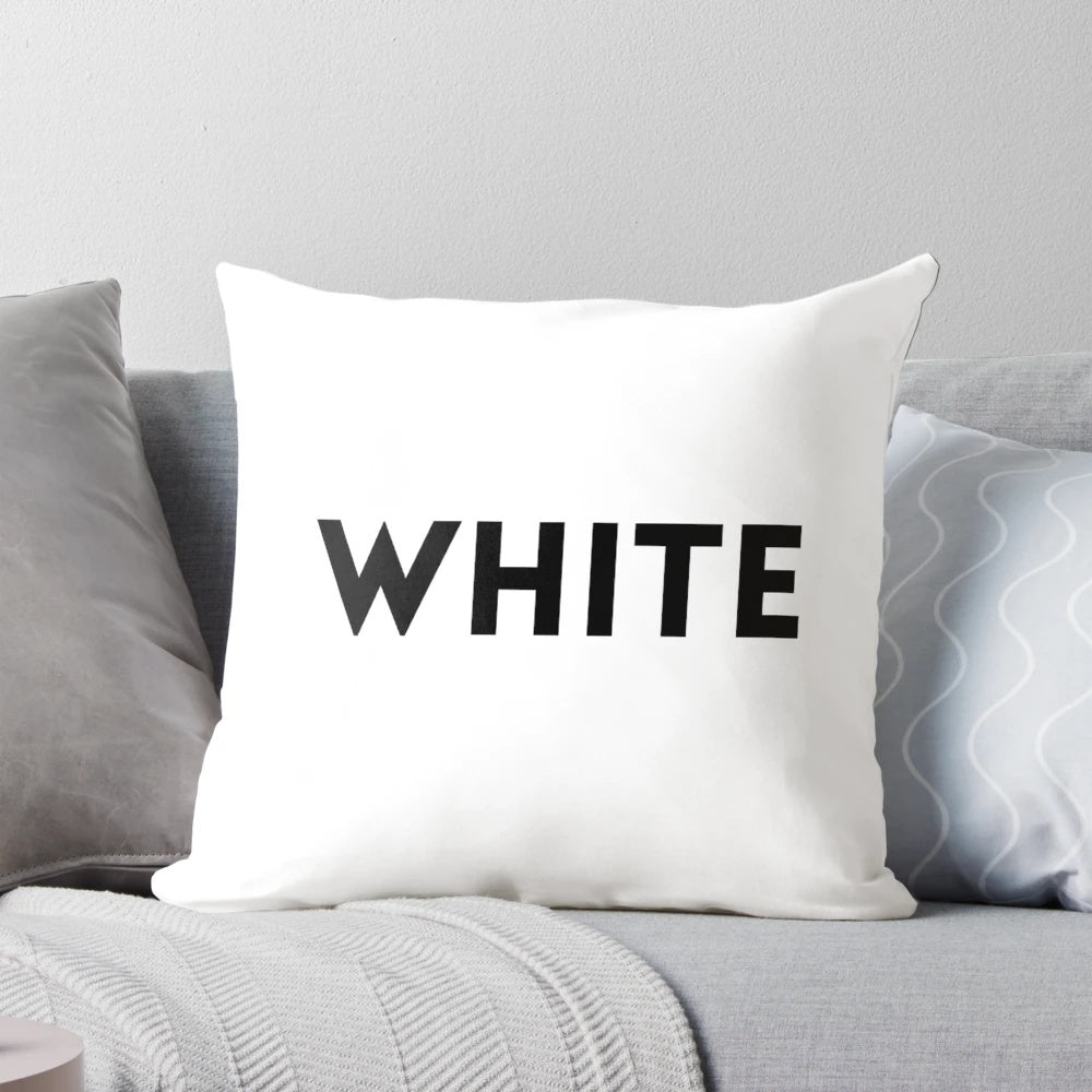White pillow with a modern black and white design, handcrafted by Beryl Blue Studio