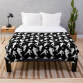 White rugby silhouettes plush blanket