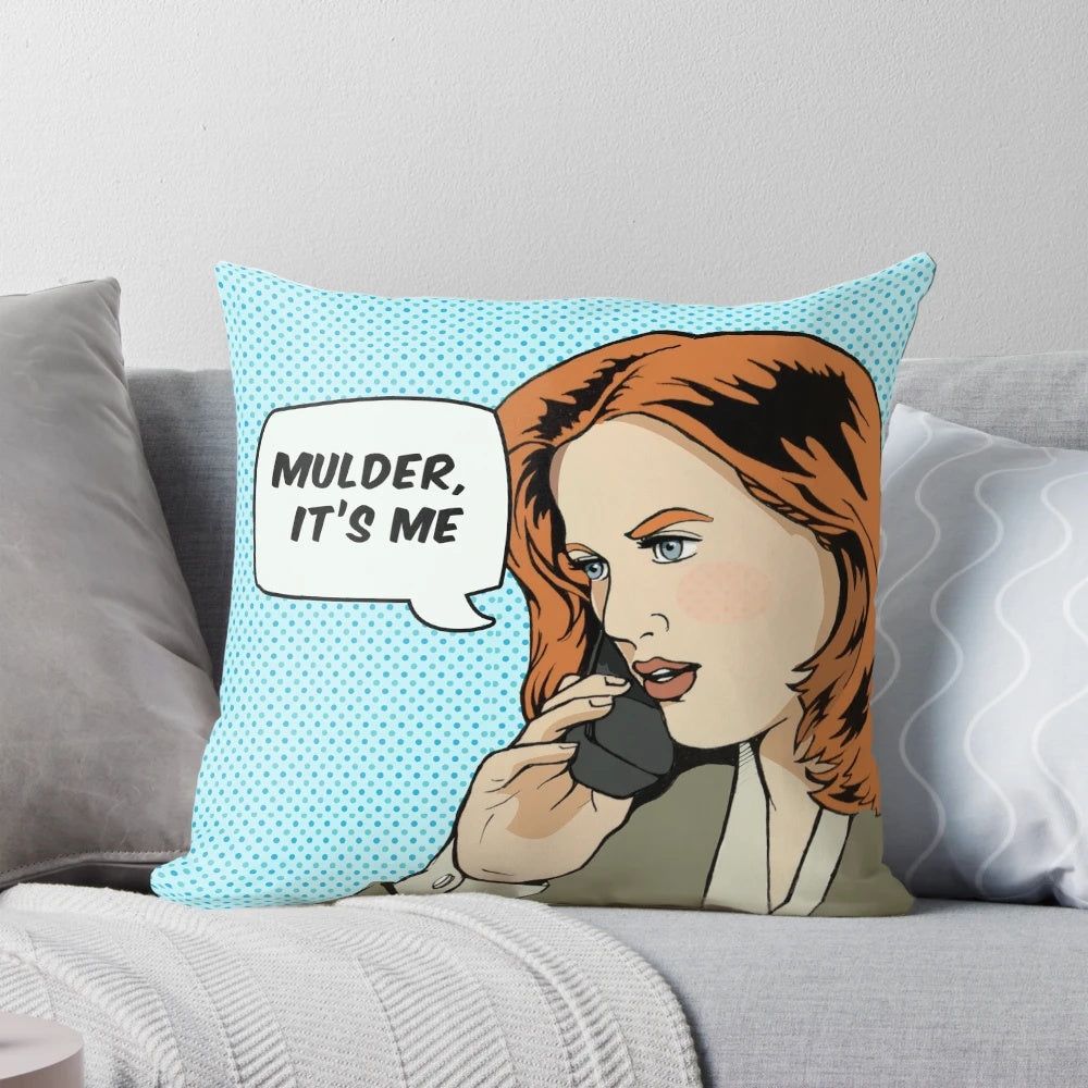 Colorful pop art-style pillow featuring characters from the hit TV series The X-Files