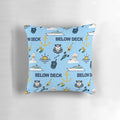 Illustration pattern pillow with yacht, Below Deck theme
