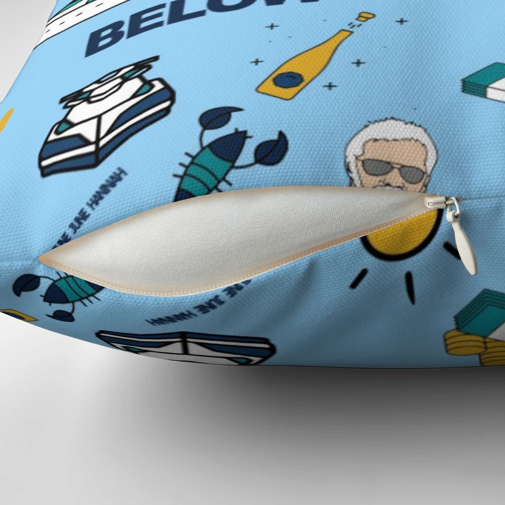 Illustration pattern pillow with yacht, Below Deck theme