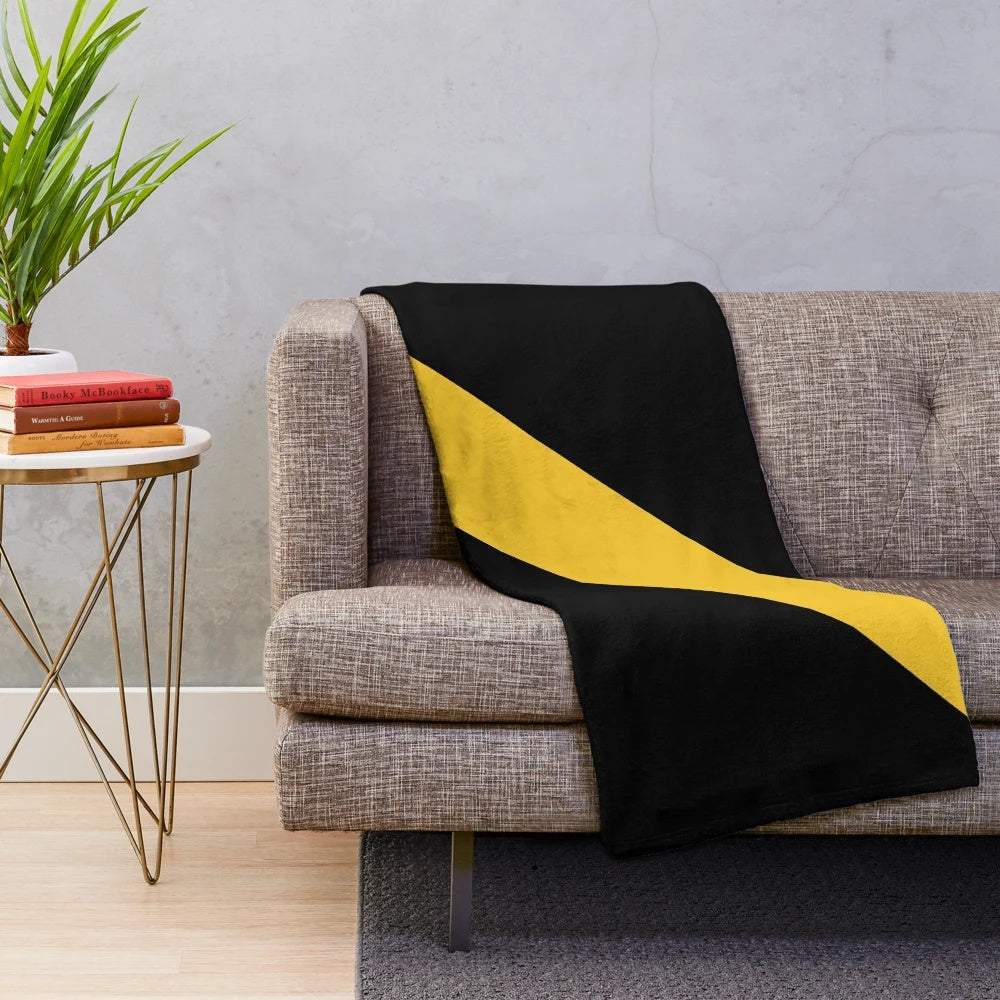 Yellow and black plush blanket for cozy home decor