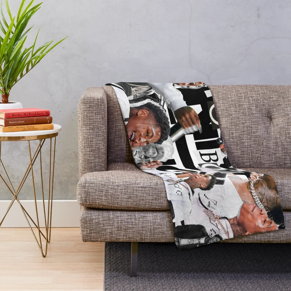 Youngboy Collage Plush Blanket featuring black and white album art