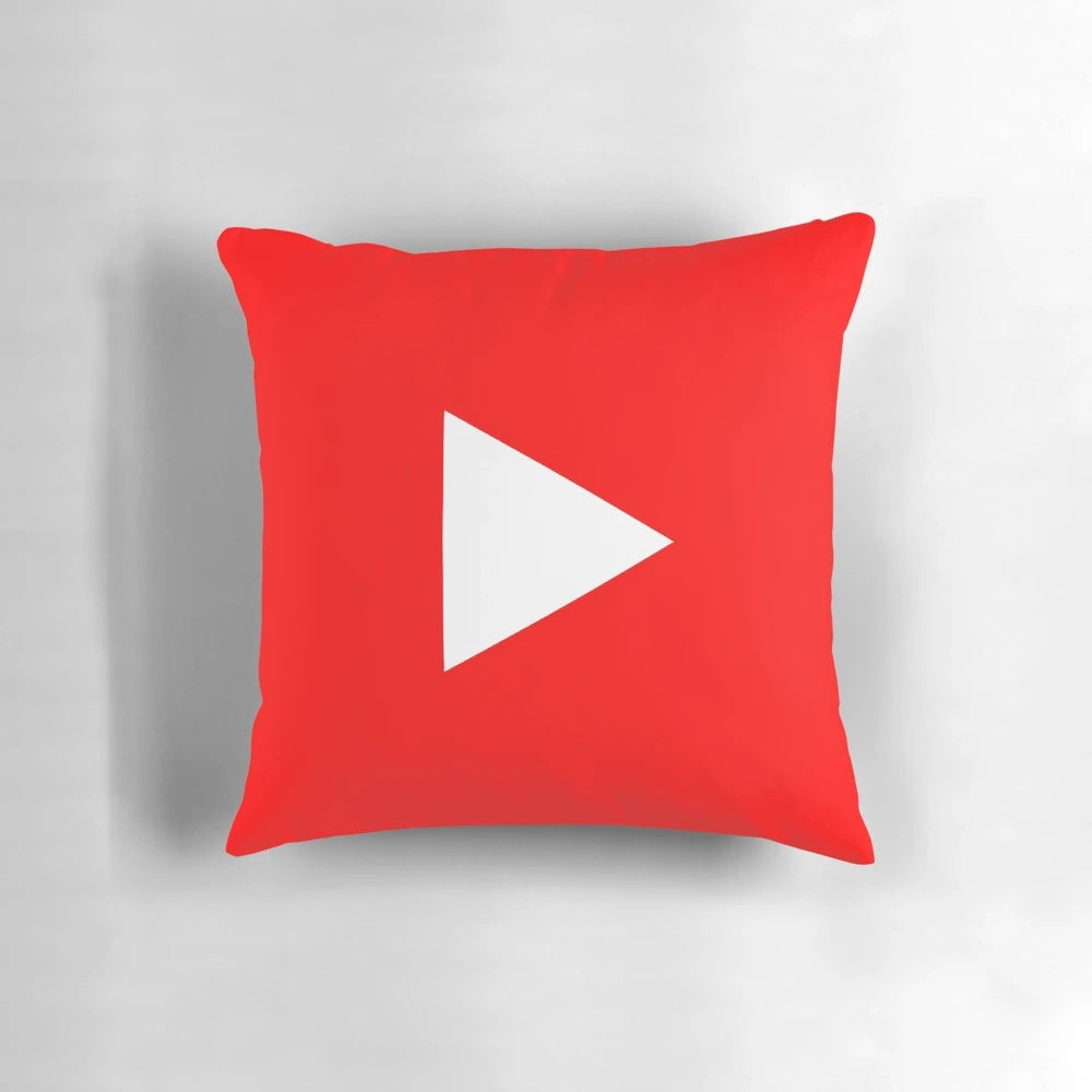A stylish and humorous YouTube-inspired graphic pillow for contemporary home decor.