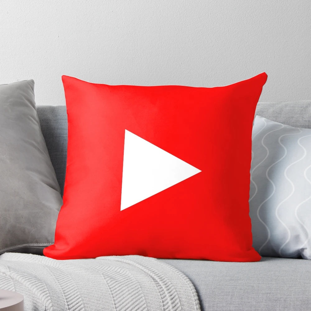 A stylish and humorous YouTube-inspired graphic pillow for contemporary home decor.