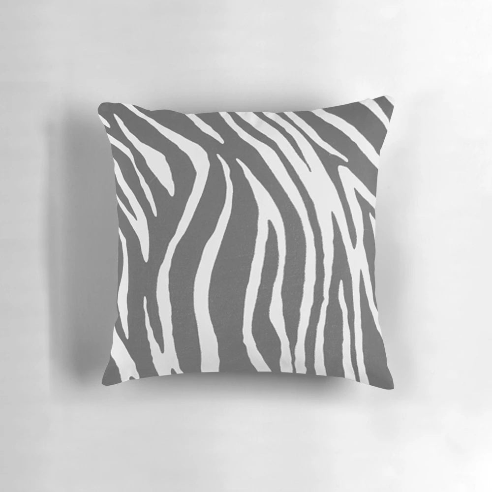 Zebra print throw pillow with a soft, textured design