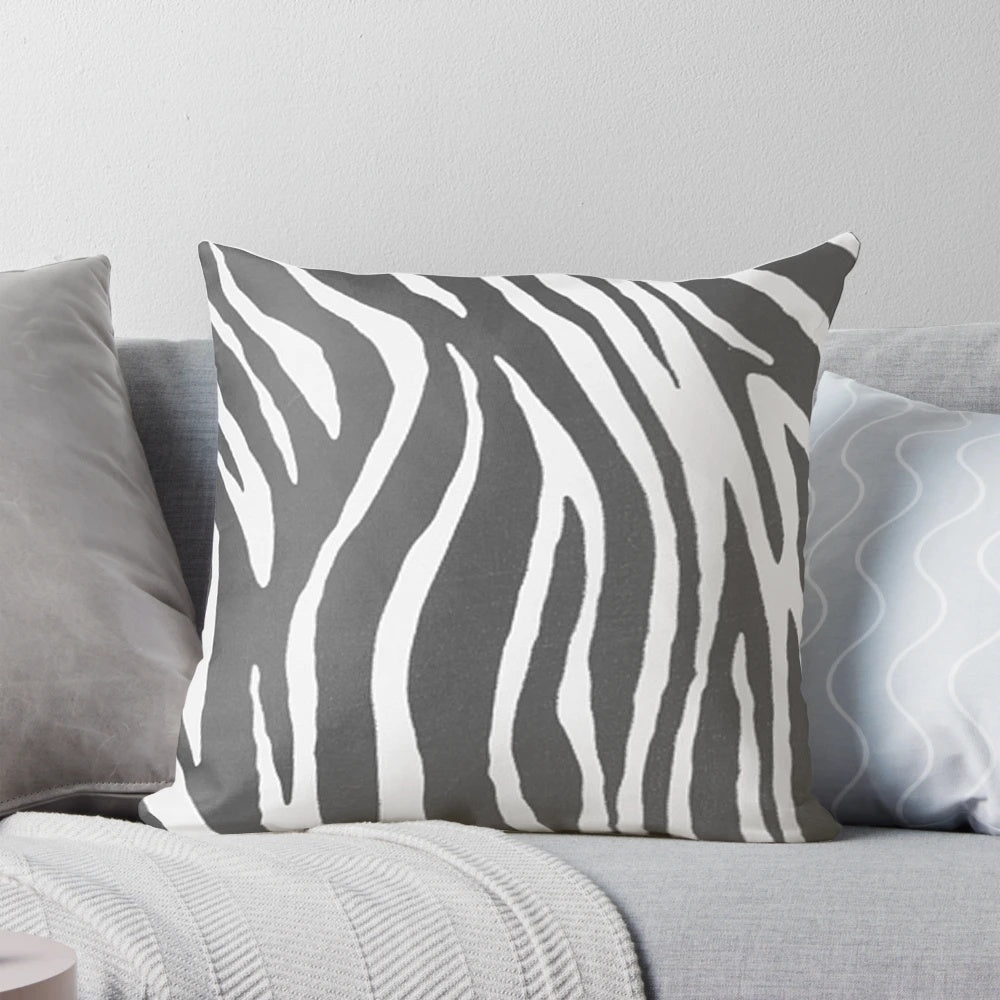 Zebra print throw pillow with a soft, textured design