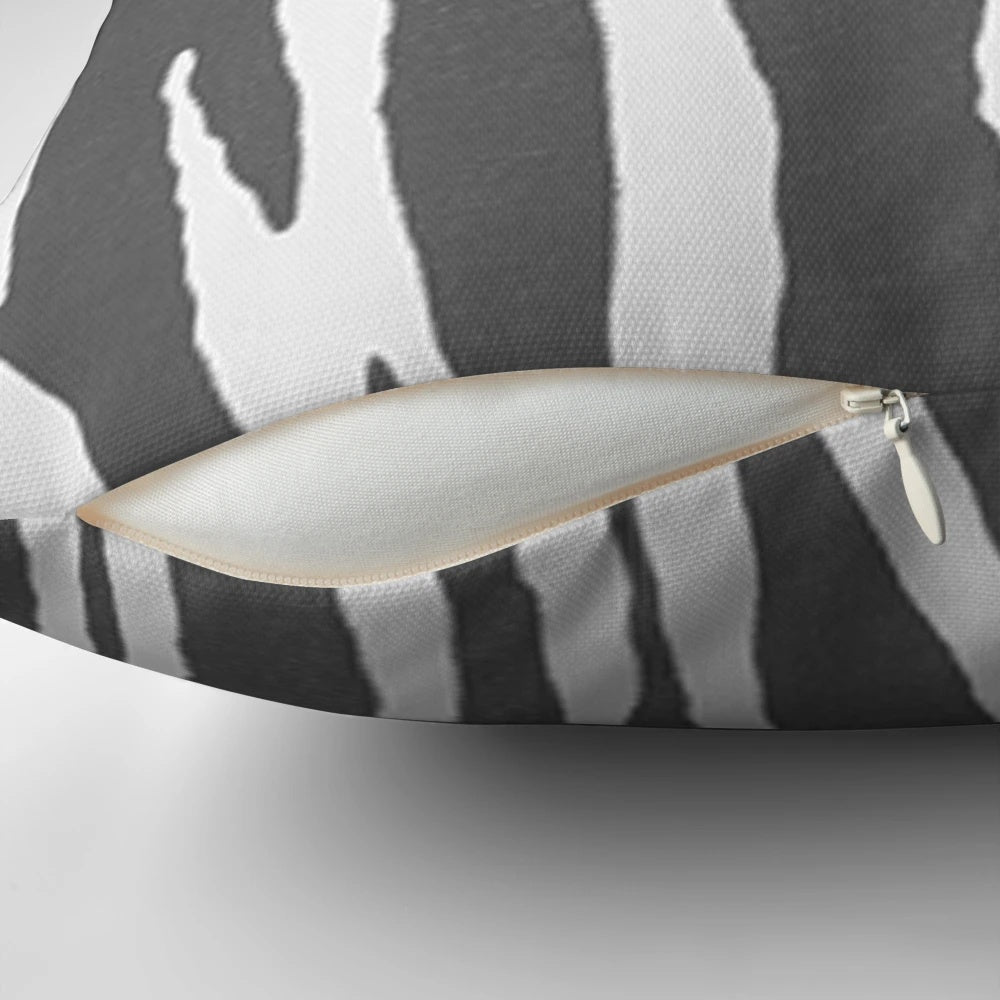 Zebra print throw pillow with a soft, textured design