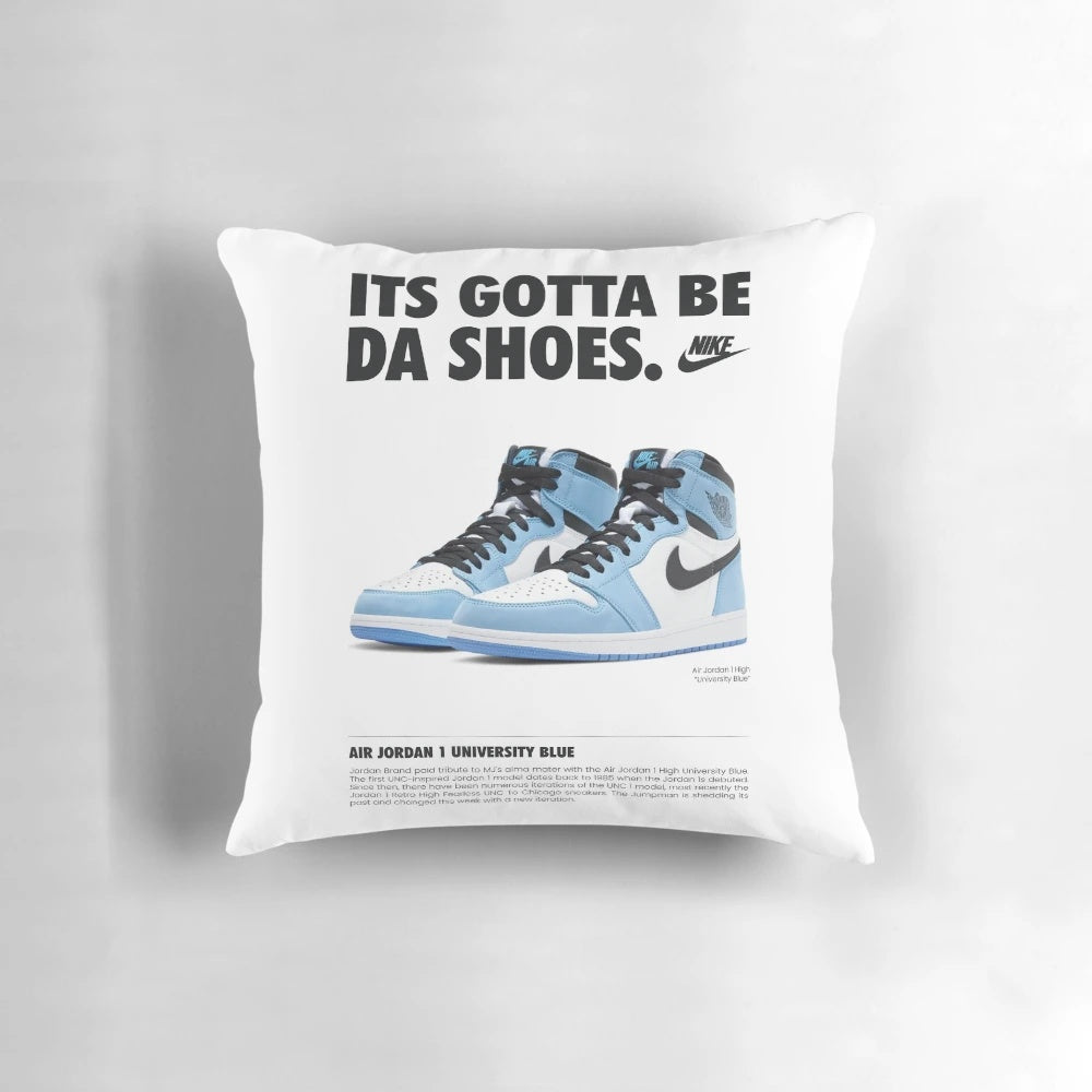 Stylized Air Jordan 1 University Blue Pillow, Sneaker Art Wall Decor