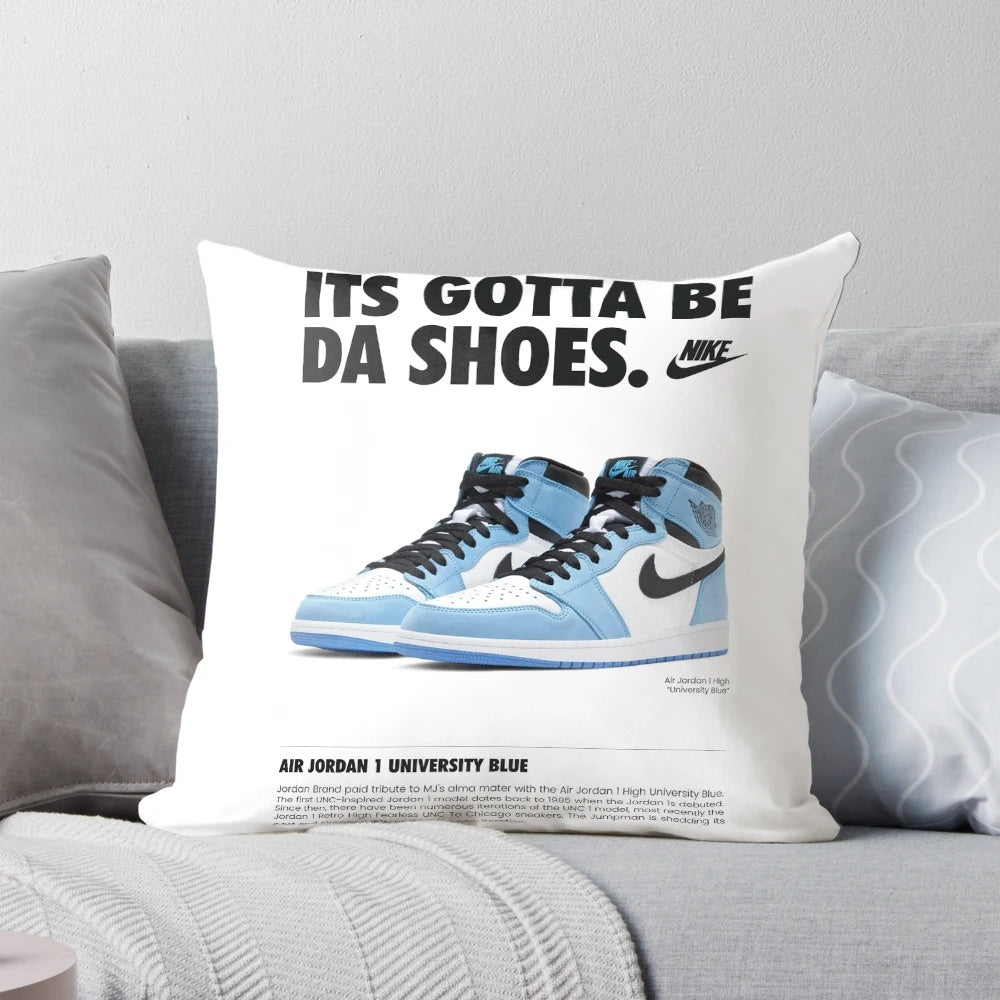 Stylized Air Jordan 1 University Blue Pillow, Sneaker Art Wall Decor