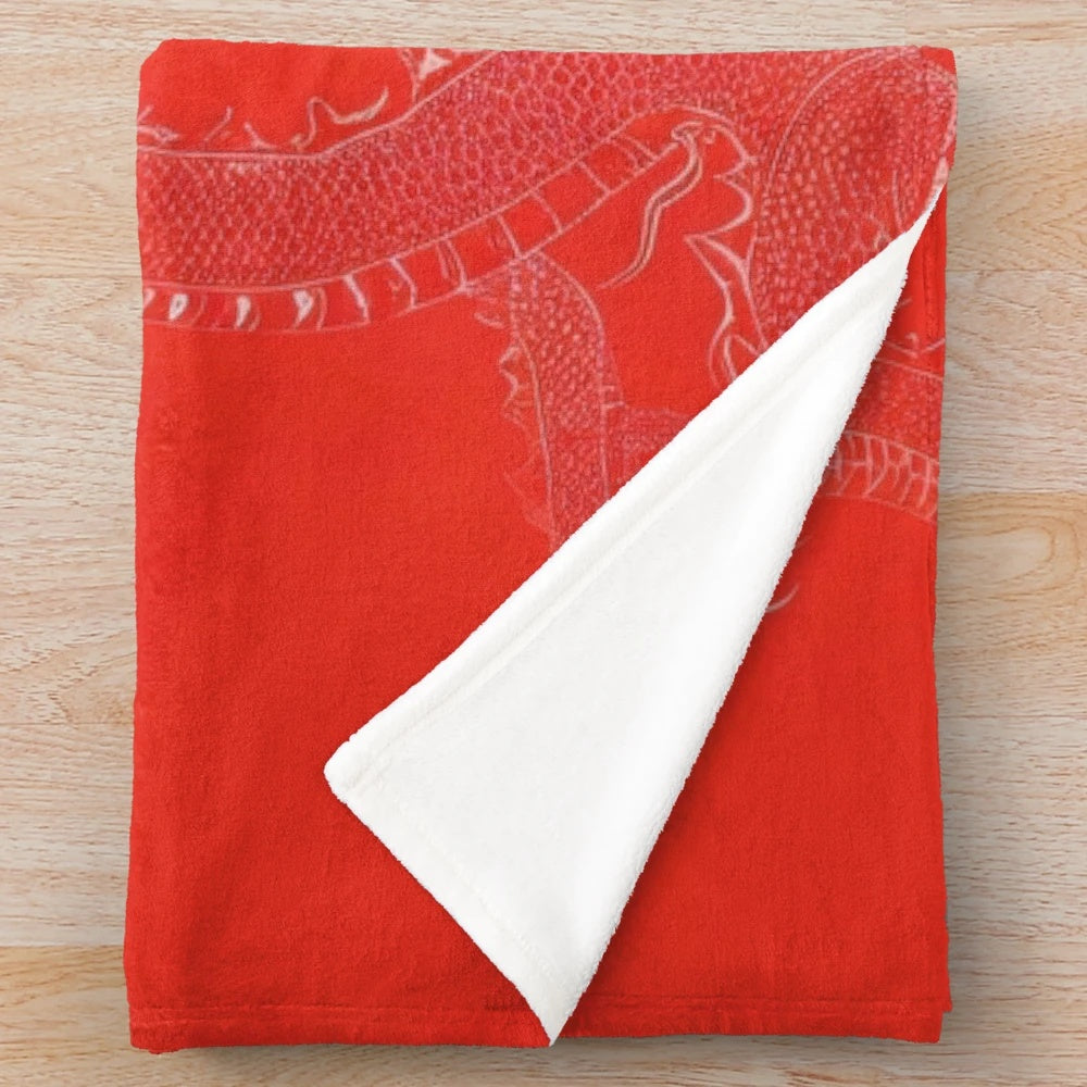 Stylized dragon plush blanket with intense, modern design