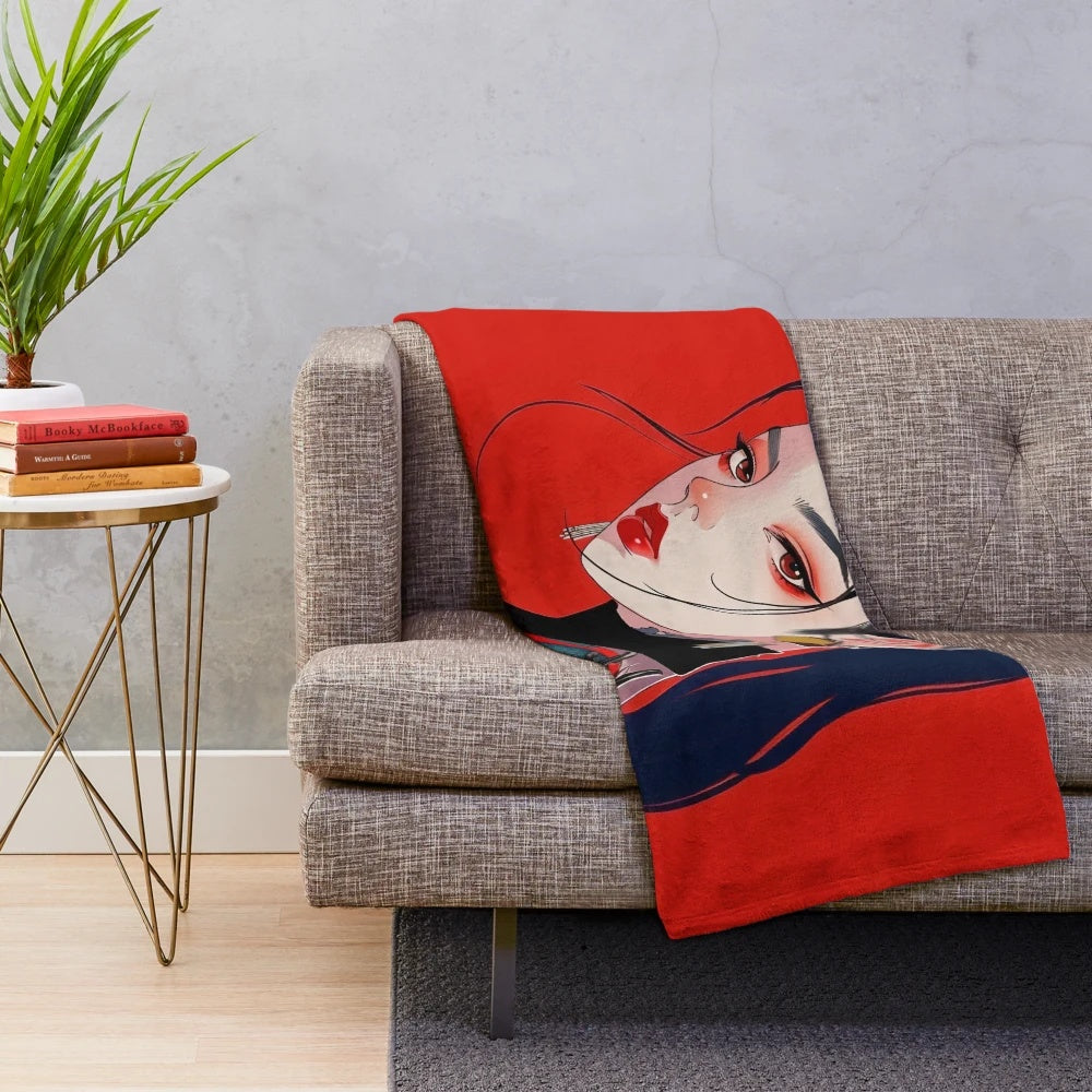 Stylized dragon portrait plush blanket