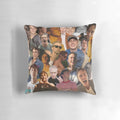 A collage-style pillow featuring the image of actor Drew Starkey, known for his role in the drama series Outer Banks.
