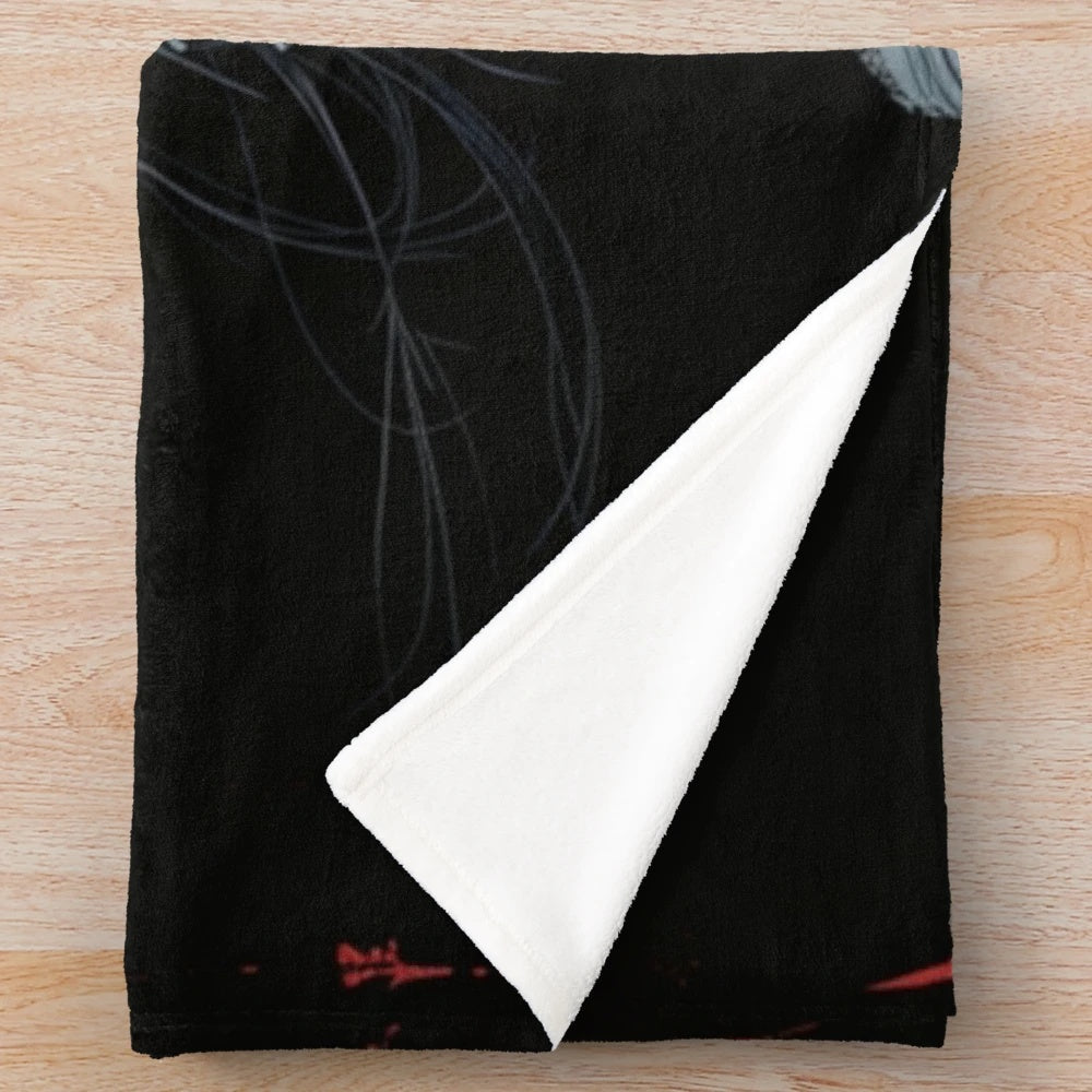 Stylized plush blanket featuring an emo/alternative style girl with black hair