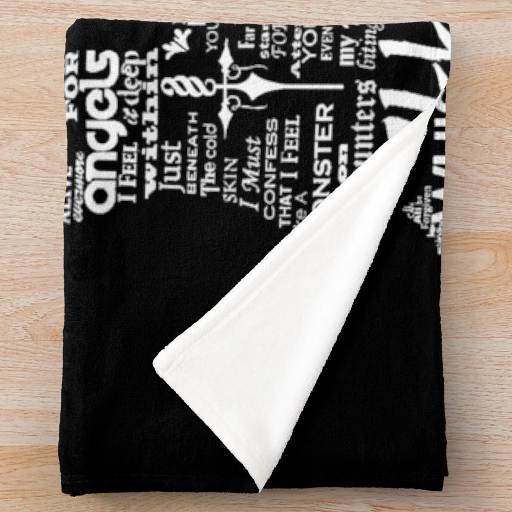 Plush blanket featuring stylized guitar typography in a Skillet-inspired design