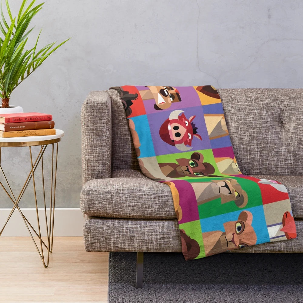 Stylized icons plush blanket featuring characters from The Lion King