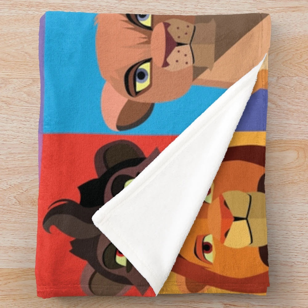 Stylized icons plush blanket featuring characters from The Lion King
