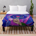 Rose Beauty and the Beast inspired plush blanket with geometric and floral design