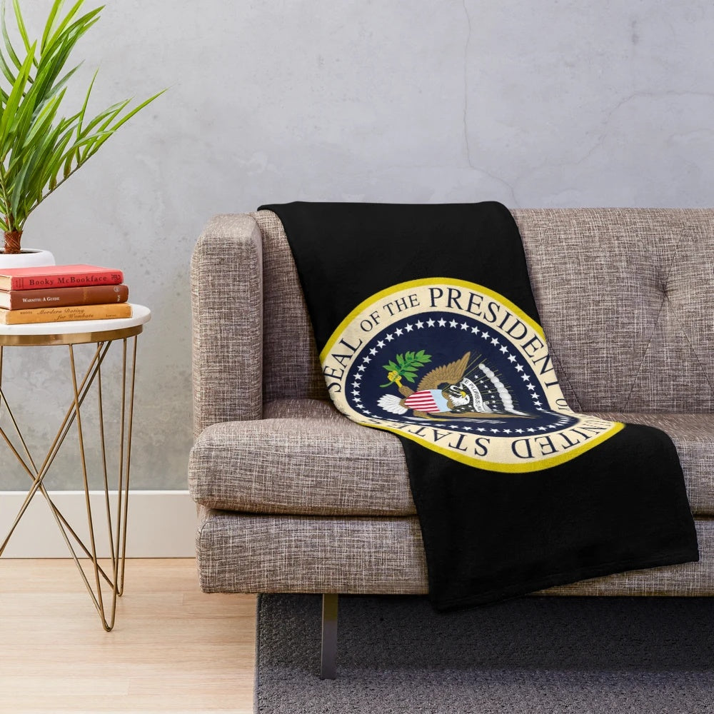 Plush blanket featuring the stylized seal of the President of the United States
