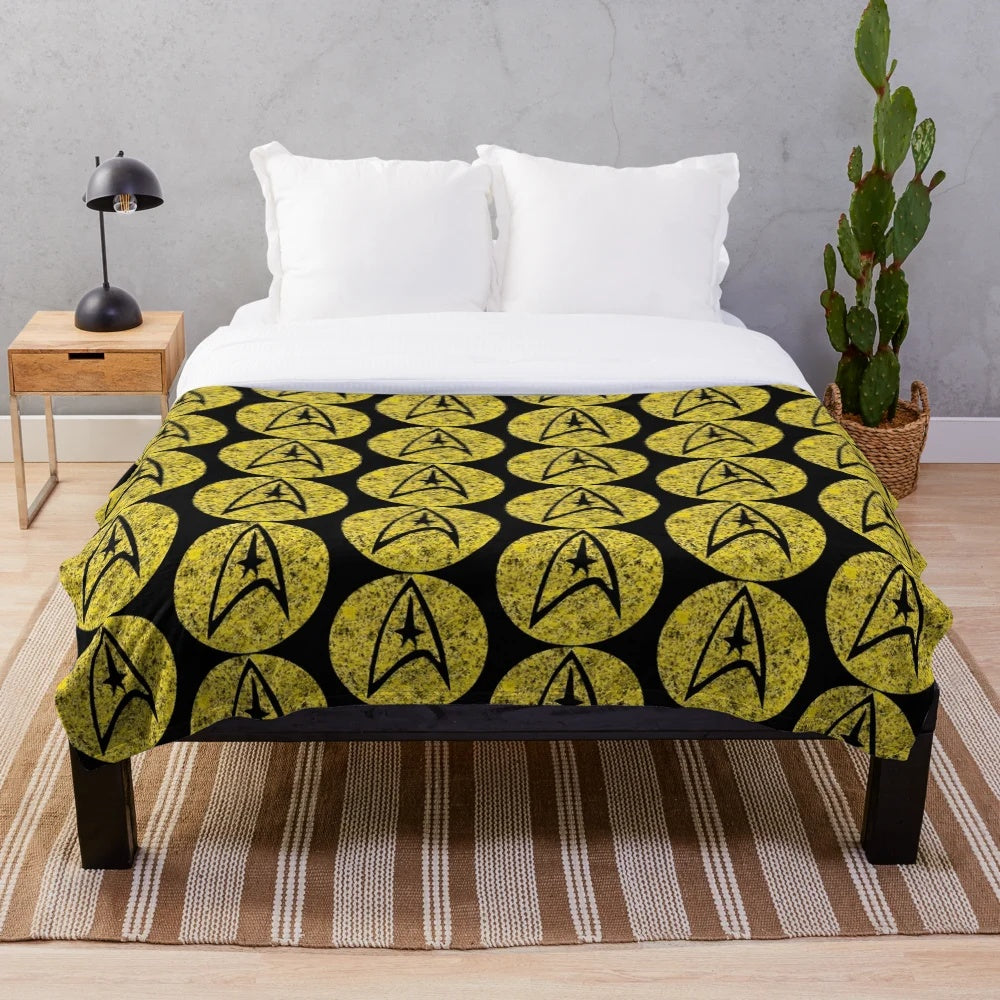 Stylized Star Trek TOS Command Gold Insignia Plush Blanket