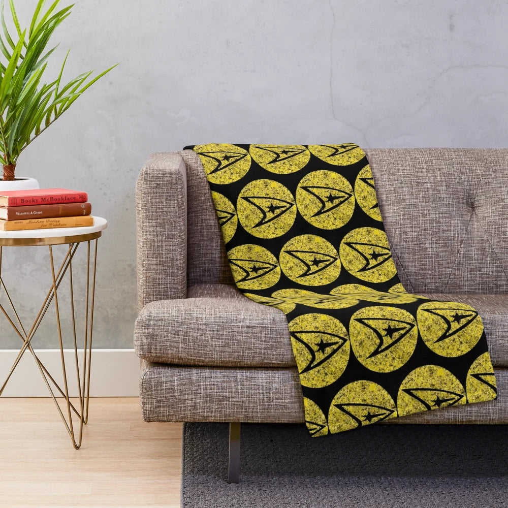 Stylized Star Trek TOS Command Gold Insignia Plush Blanket