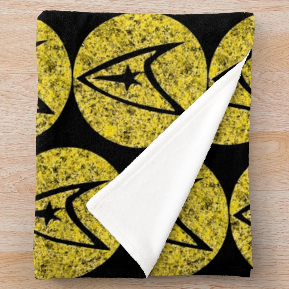 Stylized Star Trek TOS Command Gold Insignia Plush Blanket