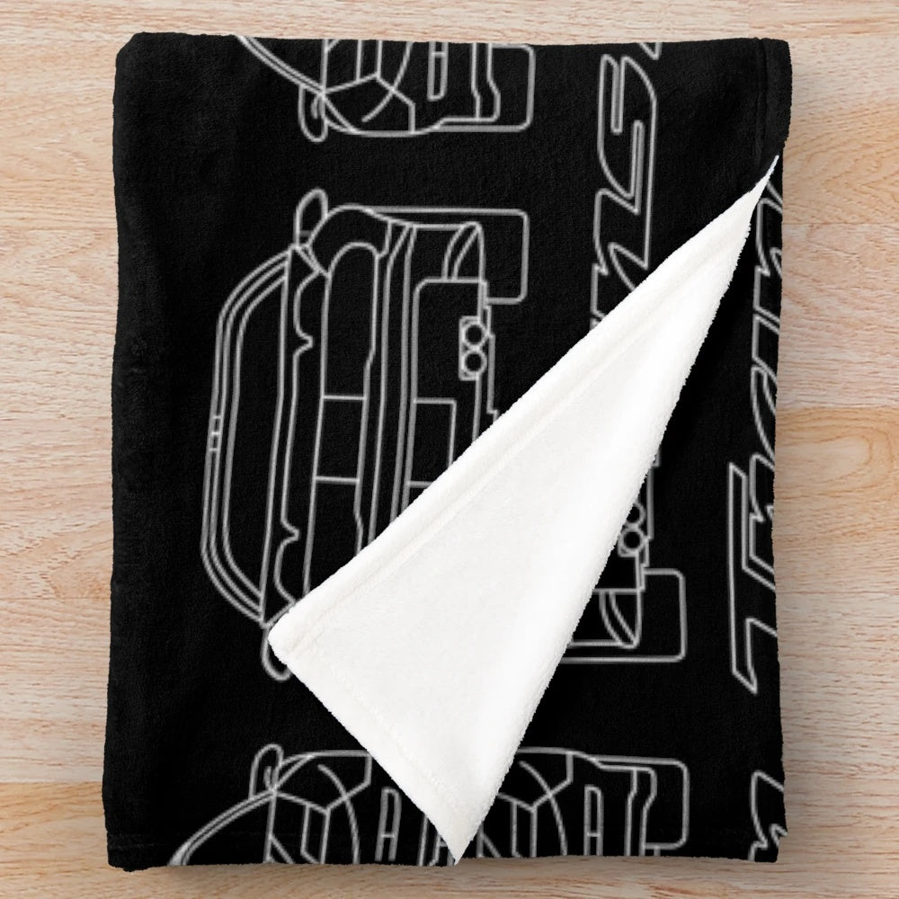 Stylized Trans Am Inspired Plush Blanket with Pontiac Firebird Design