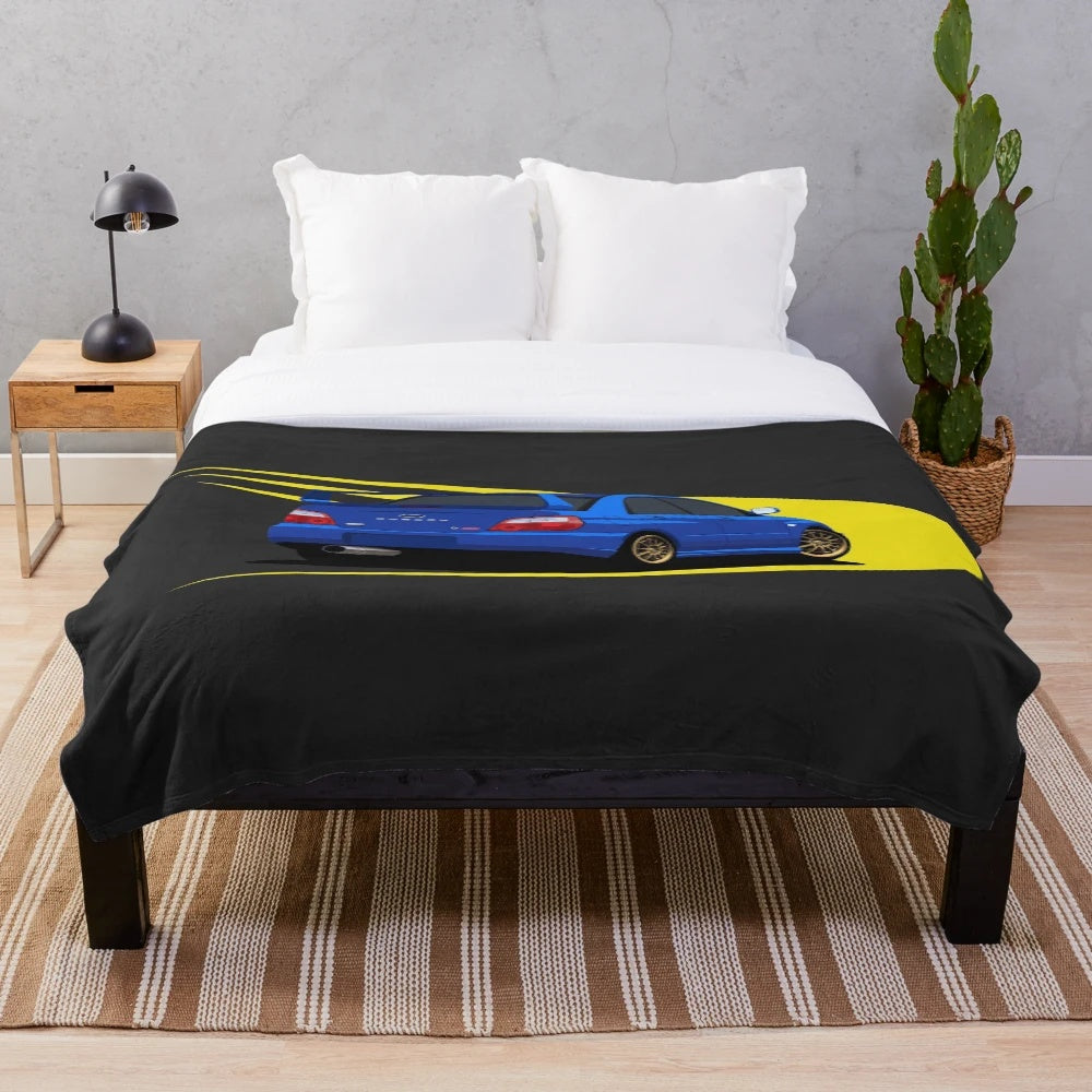 Subaru Impreza WRX inspired plush blanket featuring rally car design
